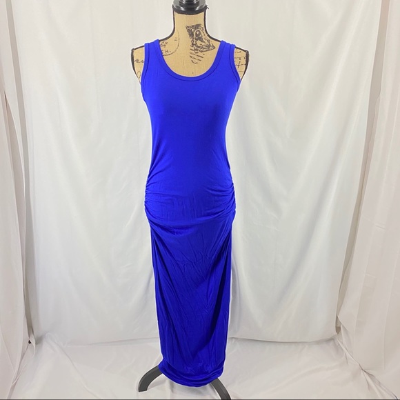 VENUS Dresses & Skirts - Venus Ruched Maxi Dress Electric Blue Racerback